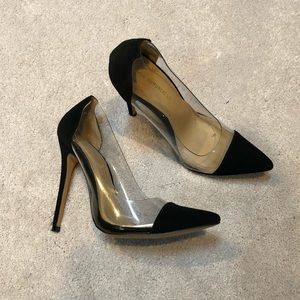 Black lucite pointy toe stiletto heel
